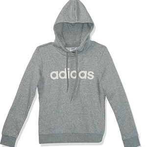 NWT adidas Women's Essentials Linear Pullover Hoodie GRAY/LIGHT PINK XS